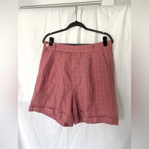 Madewell linen Harlow shorts - pink linen high waist shorts